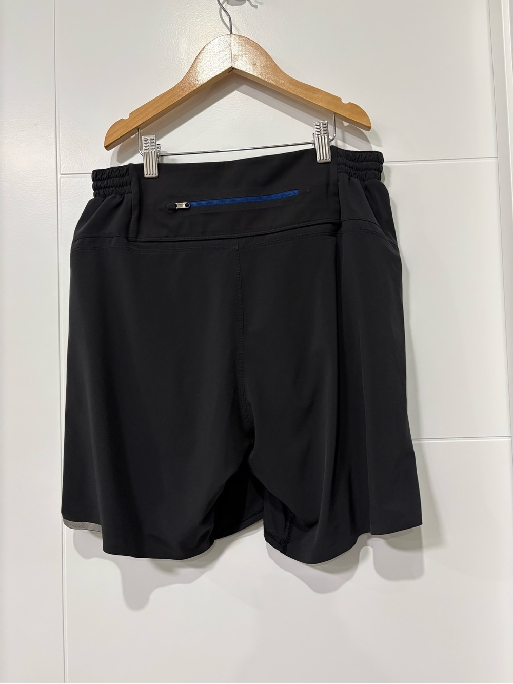 lululemon athletica Black Shorts with Blue Zip Detail
